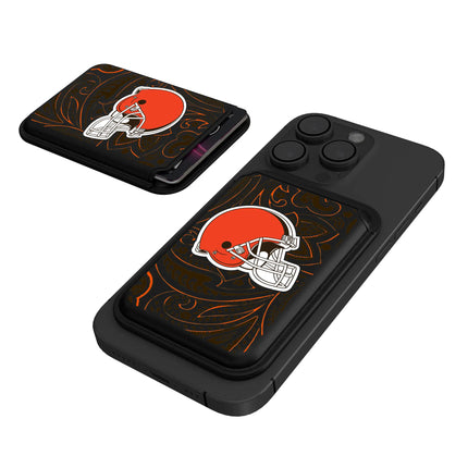 Cleveland Browns Black Magnetic Credit Card Wallet Paisley