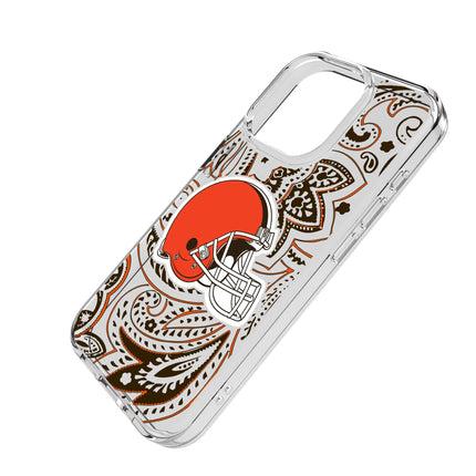 Cleveland Browns Clear Phone Case Paisley for iPhone