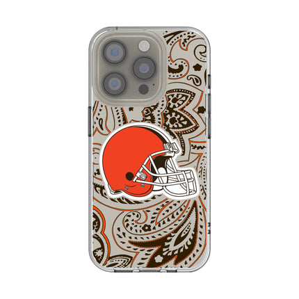 Cleveland Browns Clear Phone Case Paisley for iPhone