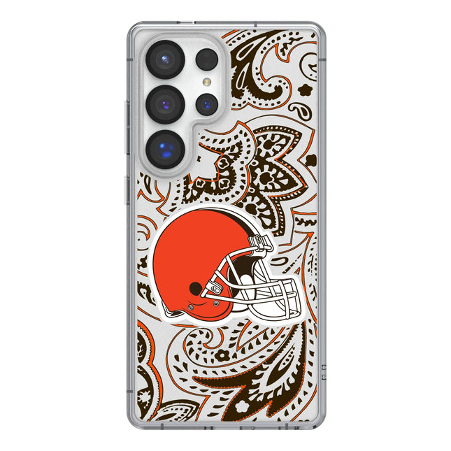 Cleveland Browns Clear Phone Case Paisley for Samsung Galaxy