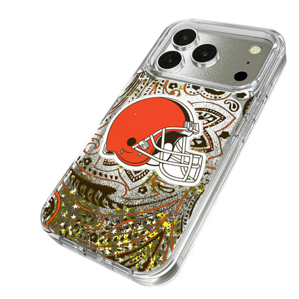 Cleveland Browns Glitter Phone Case Paisley for iPhone