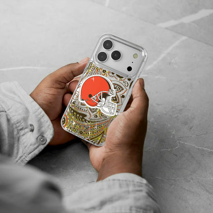 Cleveland Browns Glitter Phone Case Paisley for iPhone