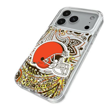 Cleveland Browns Paisley Glitter Phone Case for Apple iPhone