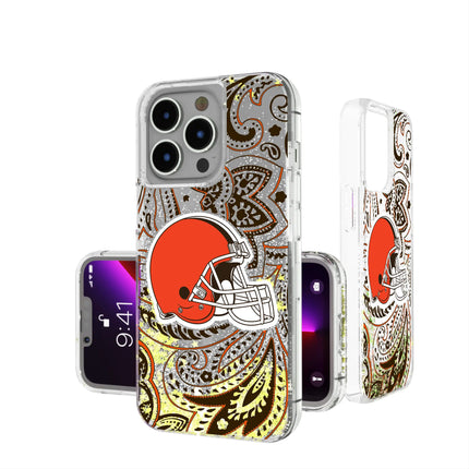Cleveland Browns Glitter Phone Case Paisley for iPhone