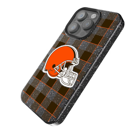 Cleveland Browns Black Bling Phone Case Plaid for iPhone