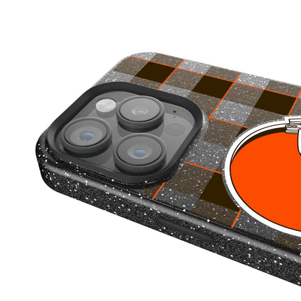 Cleveland Browns Black Bling Phone Case Plaid for iPhone