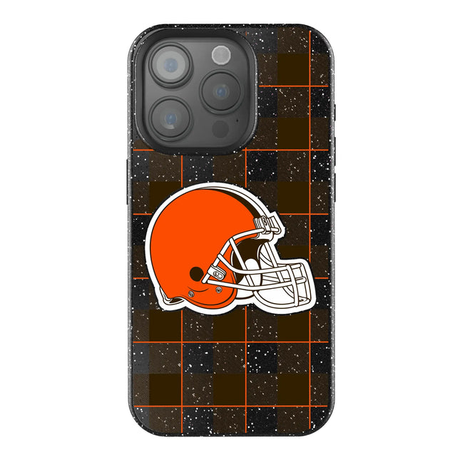 Cleveland Browns Black Bling Phone Case Plaid for iPhone