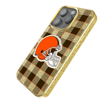Cleveland Browns Bling Phone Case Plaid for iPhone