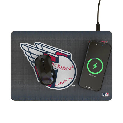 Cleveland Guardians Linen 15-Watt Wireless Charger and Mouse Pad