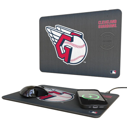 Cleveland Guardians Linen 15-Watt Wireless Charger and Mouse Pad