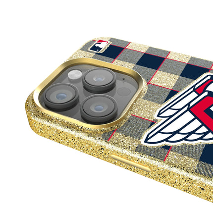 Cleveland Guardians Plaid Bling Phone Case for Apple iPhone