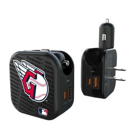 Cleveland Guardians Text Backdrop 2 in 1 USB A/C Charger