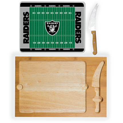 Las Vegas Raiders Football Field - Icon Glass Top Cutting Board & Knife Set
