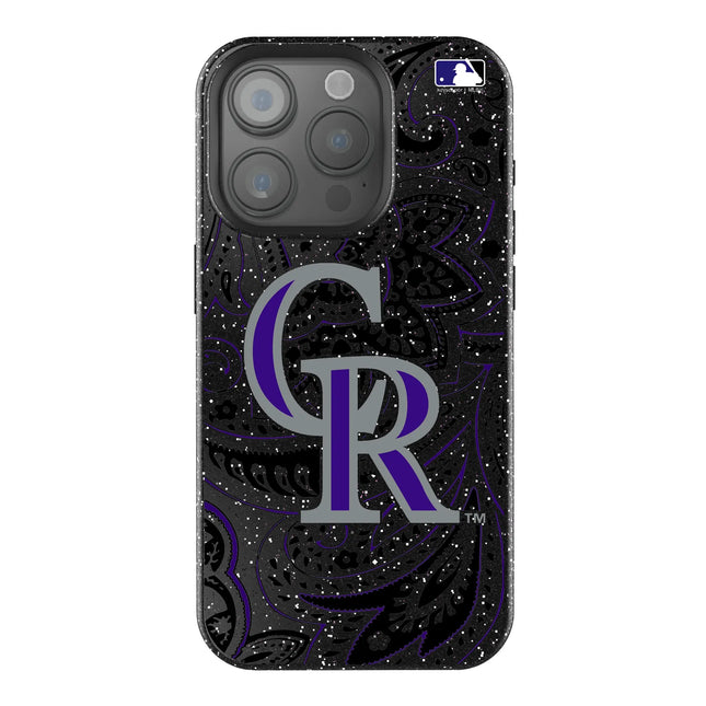 Colorado Rockies Paisley Black Bling Phone Case for Apple iPhone