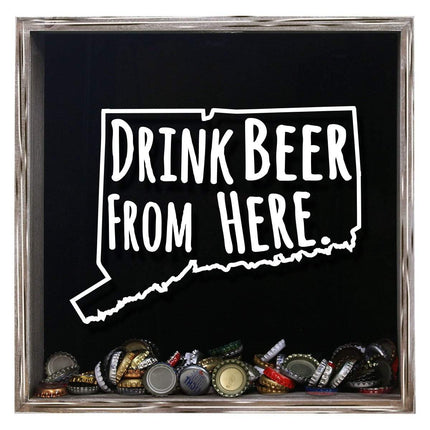 Connecticut Drink Beer From Here Beer Cap Shadow Box