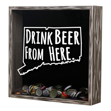 Connecticut Drink Beer From Here Beer Cap Shadow Box