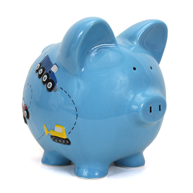 Blue Construction Large Piggy Bank