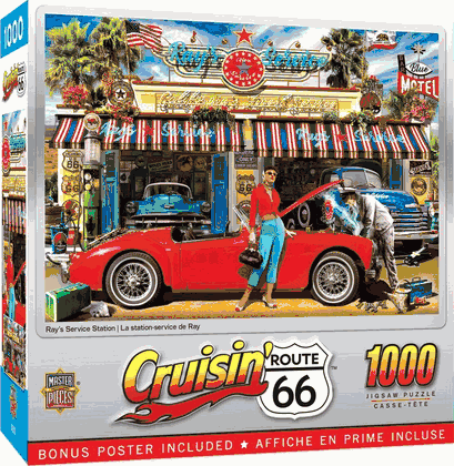 Cruisin' Rt 66 Ray's Service Station 1000 Piece Puzzle