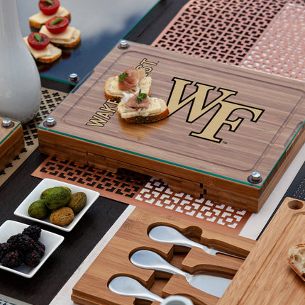 Wake Forest Demon Deacons Glass Top Cheese Cutting Board & Tools Set