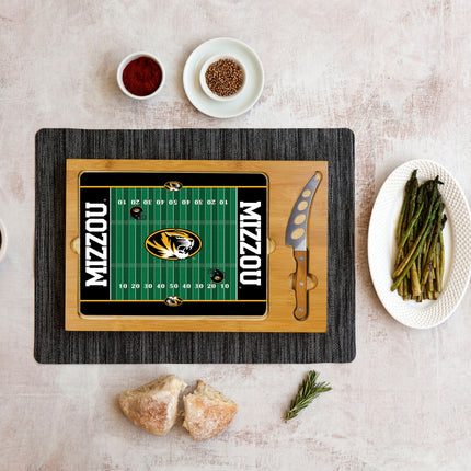 Mizzou Tigers Football Field Icon Glass Top Cutting Board & Knife Set