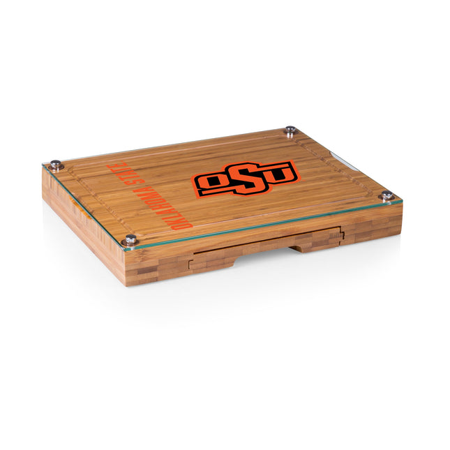 Oklahoma State Cowboys Glass Top Cheese Cutting Board & Tools Set