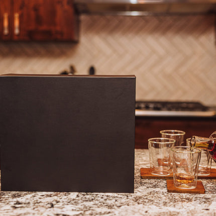Ambassador Whiskey Box with Decanter and 4 Lowball Glasses