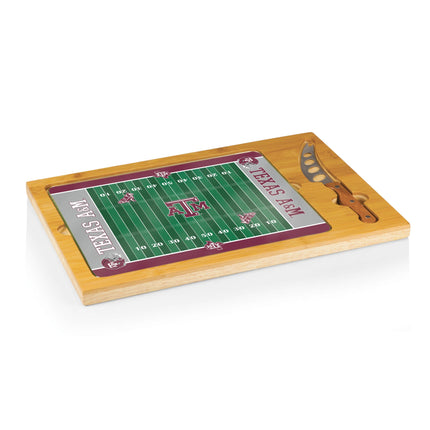 Texas A&M Aggies Football Field Glass Top Cutting Board & Knife Set