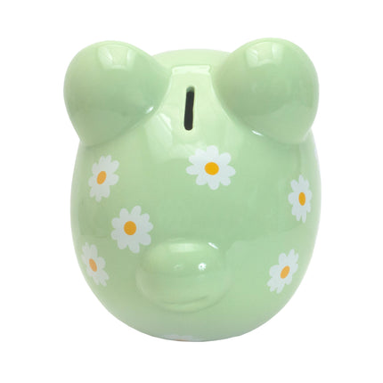 Green Daisy Large Piggy Bank