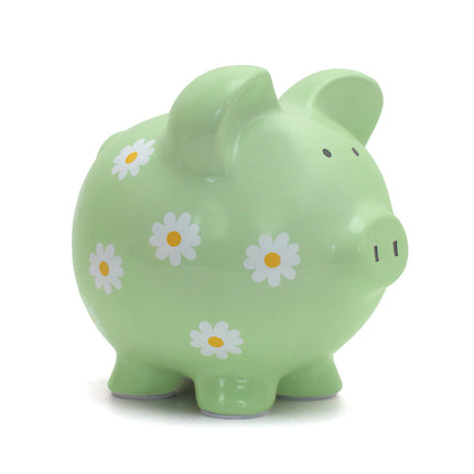 Green Daisy Large Piggy Bank