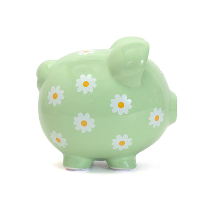 Green Daisy Large Piggy Bank