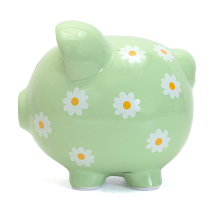 Green Daisy Large Piggy Bank