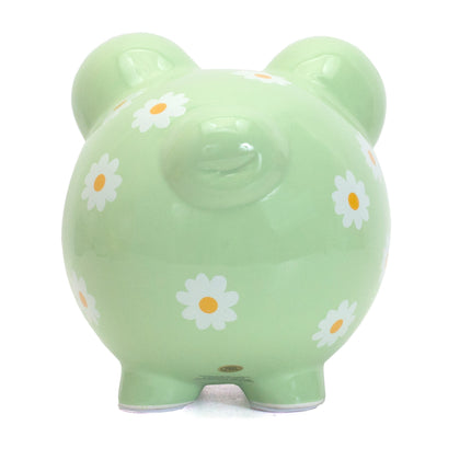 Green Daisy Large Piggy Bank