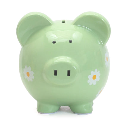 Green Daisy Large Piggy Bank