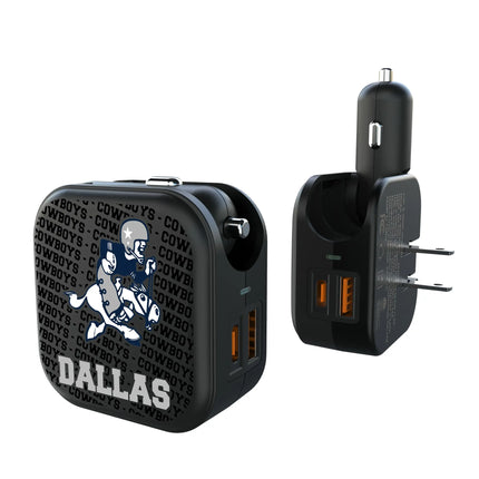 Dallas Cowboys 2 in 1 USB A/C Charger Historic Text