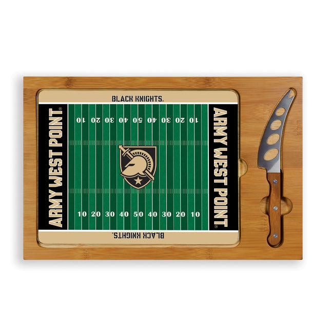 Army Black Knights Football Field Glass Top Cutting Board & Knife Set