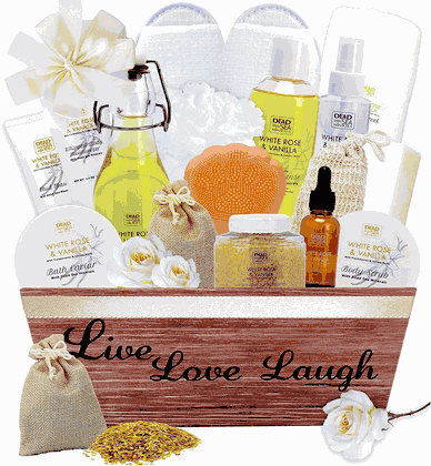 Dead Sea Mineral Vanilla & White Rose Spa Gift Basket