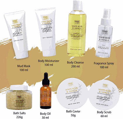 Dead Sea Mineral Vanilla & White Rose Spa Gift Basket