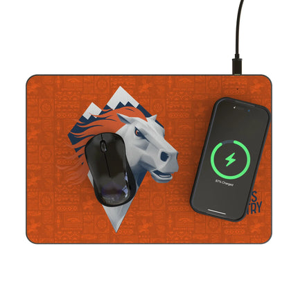 Denver Broncos Deco 15-Watt Wireless Charger and Mouse Pad