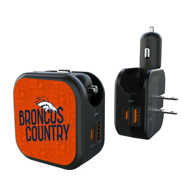 Denver Broncos Deco 2 in 1 USB A/C Charger