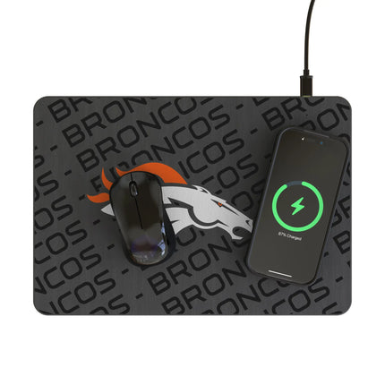 Denver Broncos Monocolor Tilt 15-Watt Wireless Charger and Mouse Pad