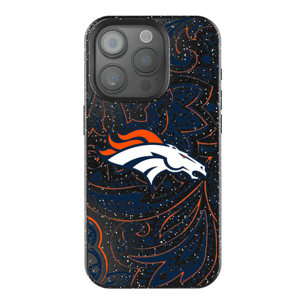 Denver Broncos Paisley Black Bling Phone Case for Apple iPhone
