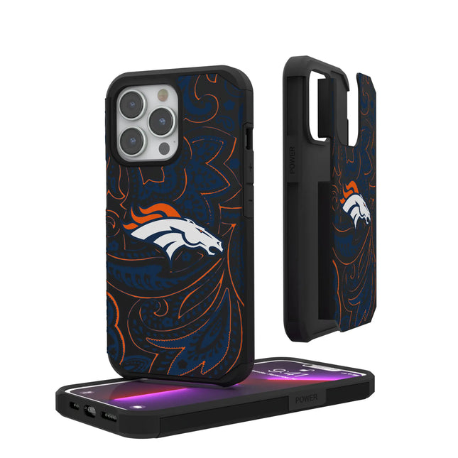 Denver Broncos Paisley Rugged Phone Case for Apple iPhone