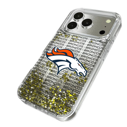 Denver Broncos Text Backdrop Glitter Phone Case for Apple iPhone