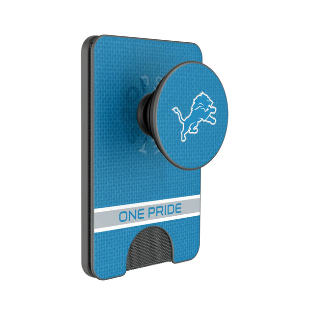 Detroit Lions Endzone Solid PopSockets MagSafe-Compatible PopWallet+