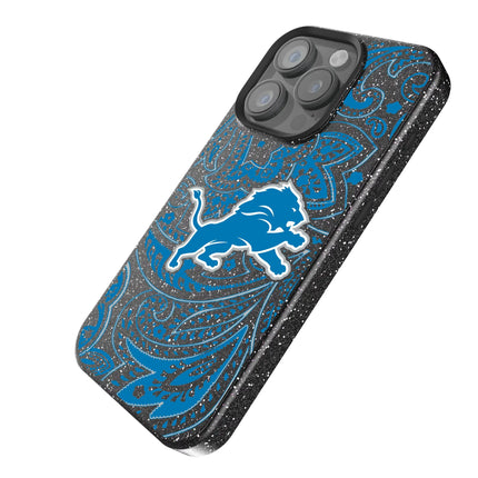 Detroit Lions Black Bling Phone Case Paisley for iPhone