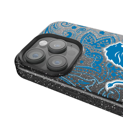 Detroit Lions Black Bling Phone Case Paisley for iPhone
