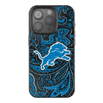 Detroit Lions Black Bling Phone Case Paisley for iPhone