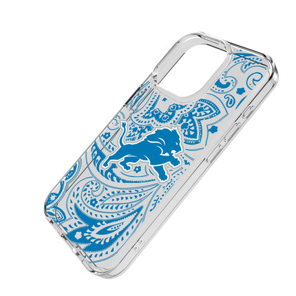 Detroit Lions Clear Phone Case Paisley for iPhone