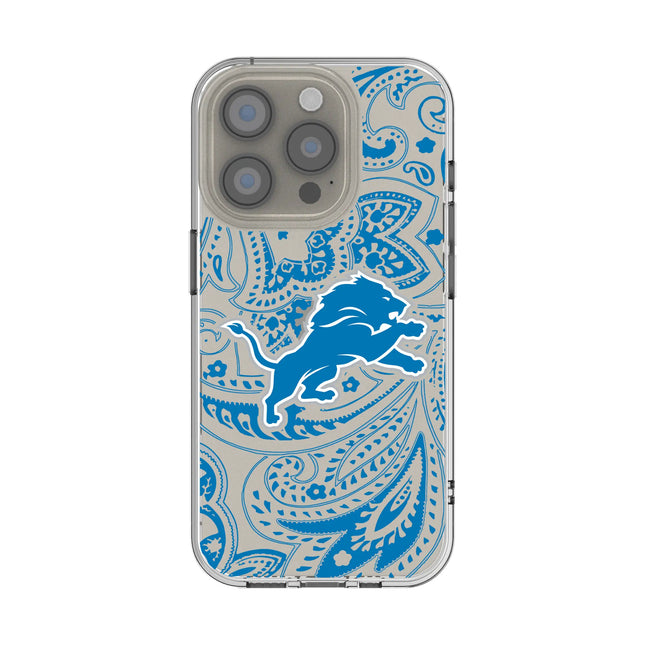 Detroit Lions Clear Phone Case Paisley for iPhone