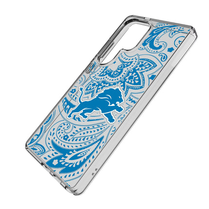 Detroit Lions Clear Phone Case Paisley for Samsung Galaxy